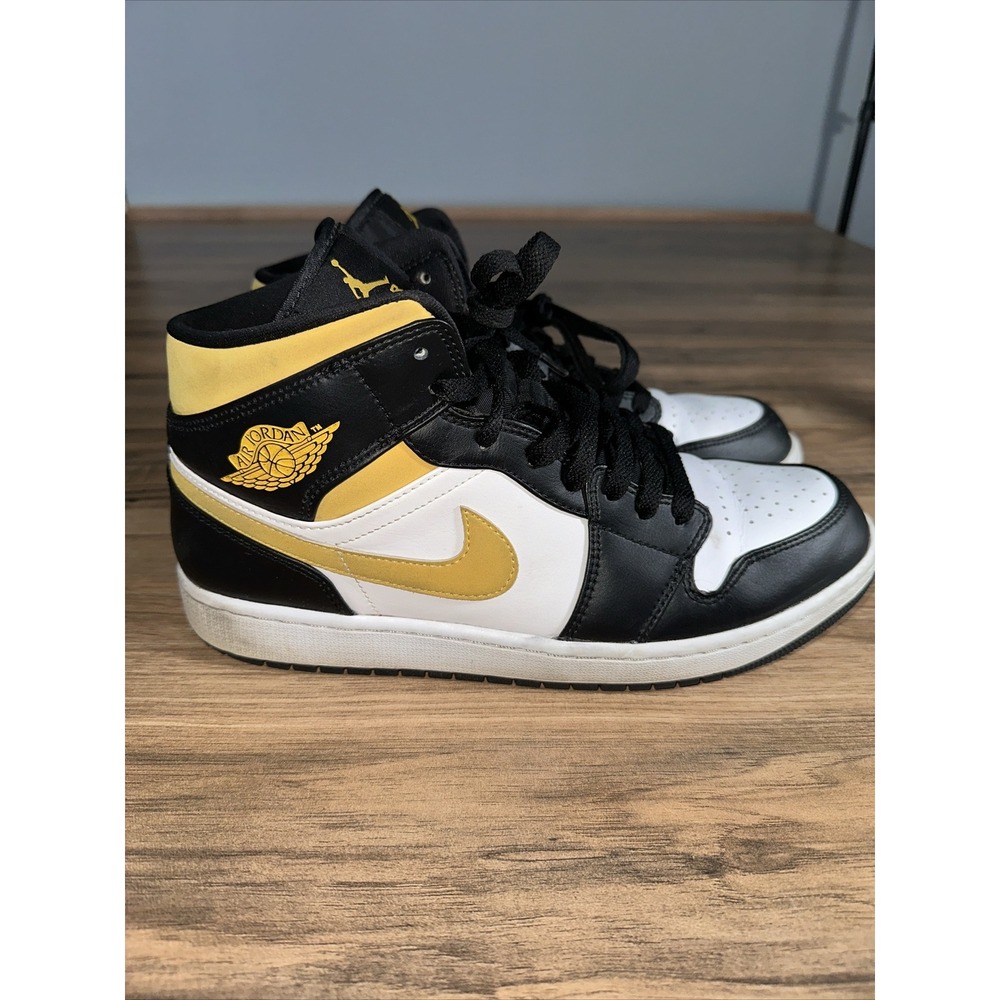 Size 11- Jordan 1 Mid Black University Gold 2021 With Box